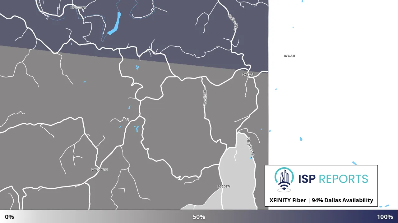 Dallas, WV map of internet availability