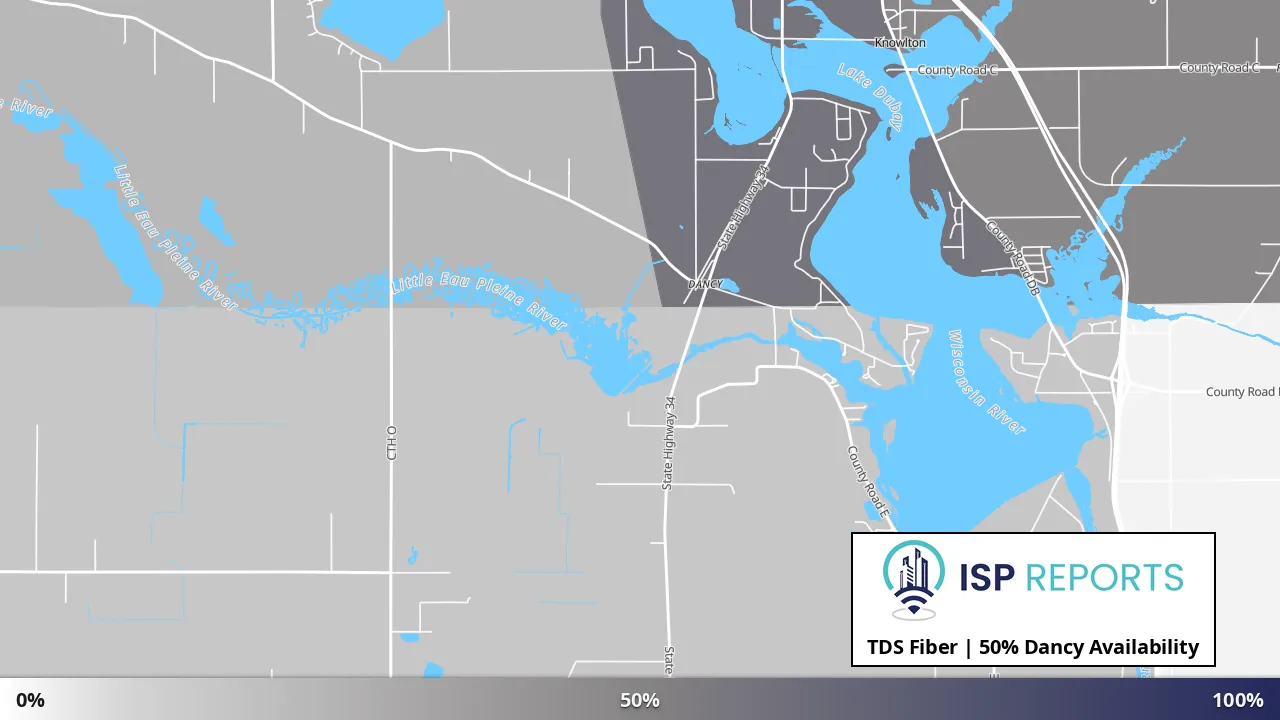 Dancy, WI map of internet availability