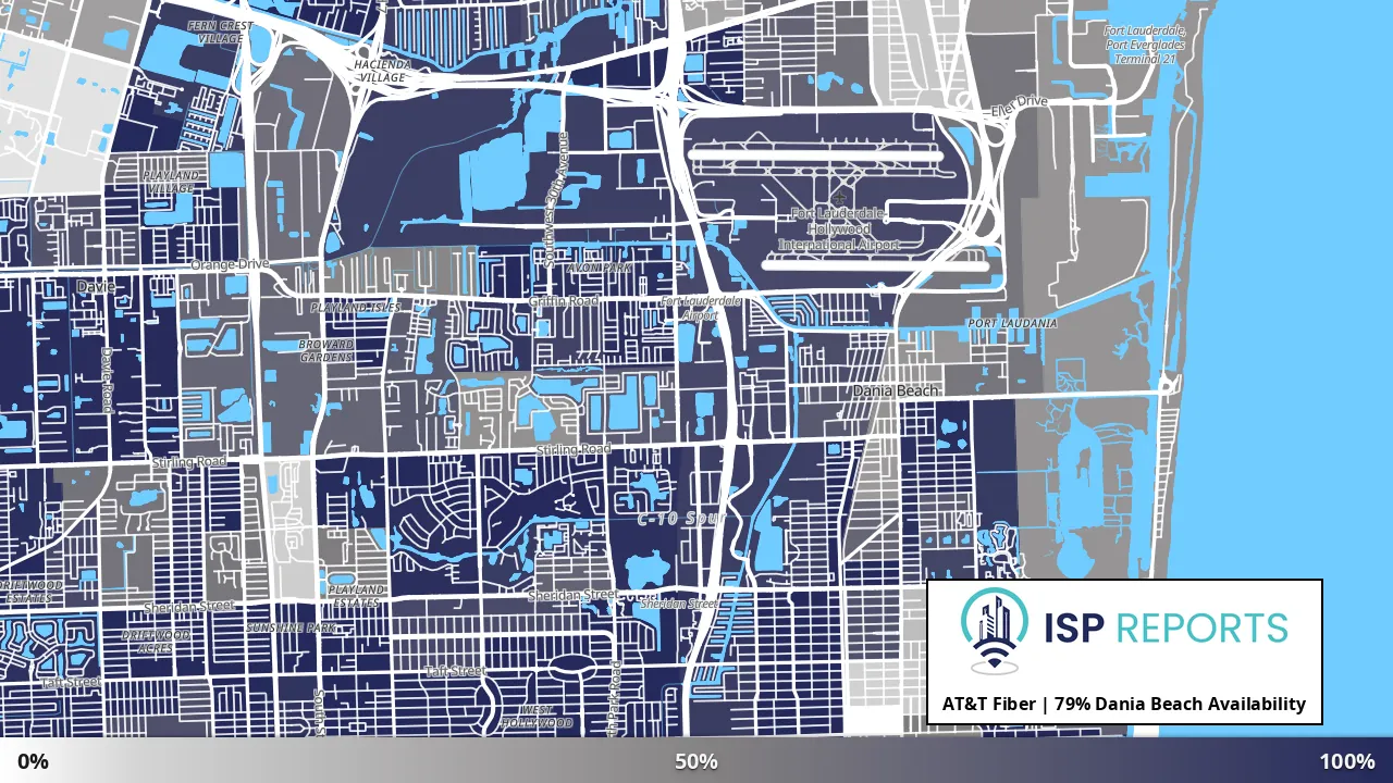 Dania Beach, FL map of internet availability