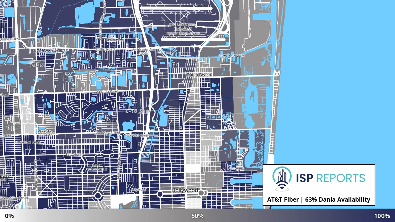 Dania, FL map of internet availability