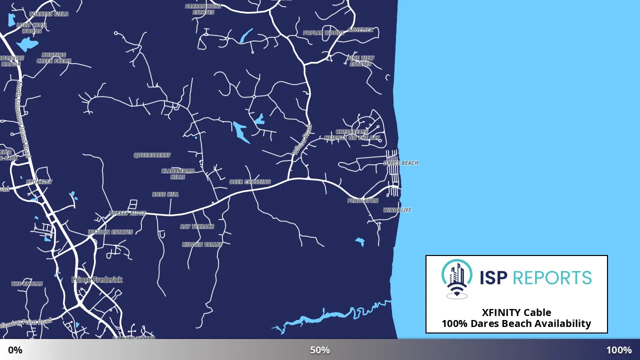 Dares Beach, MD map of internet availability