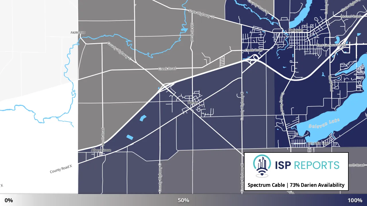 Darien, WI map of internet availability