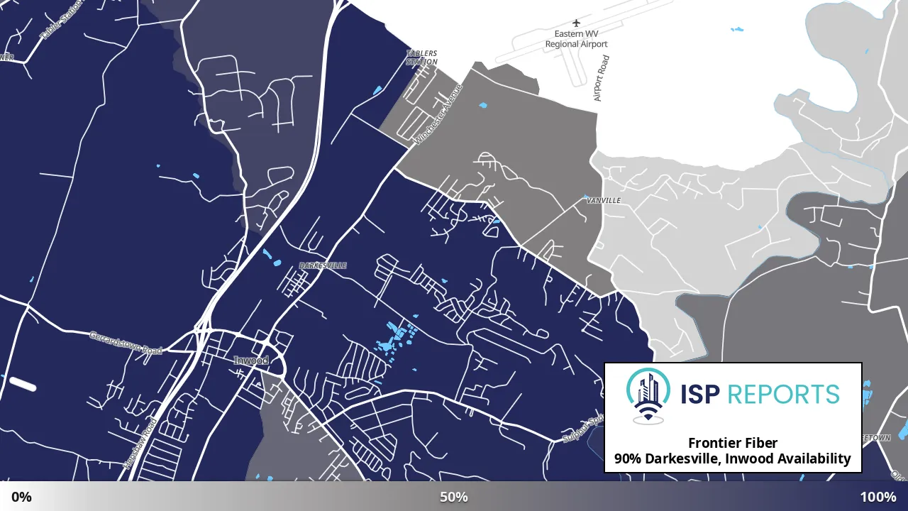 Darkesville, Inwood, WV map of internet availability