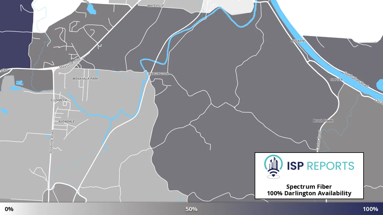 Darlington, OH map of internet availability