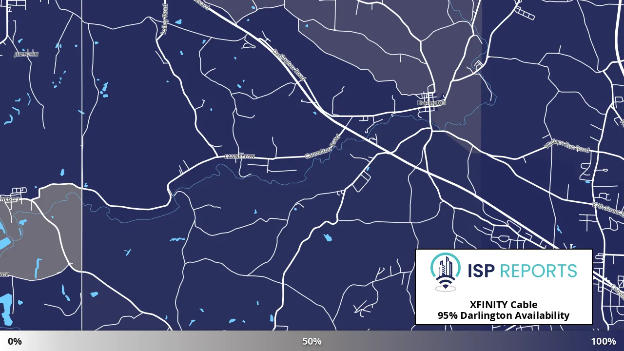 Darlington, PA map of internet availability