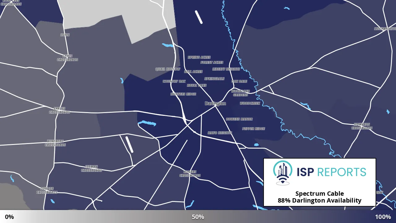 Darlington, SC map of internet availability
