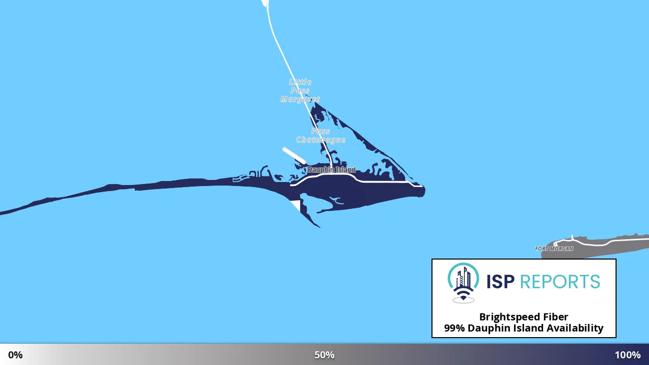 Dauphin Island, AL map of internet availability