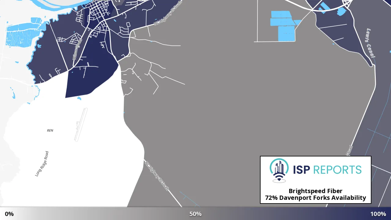 Davenport Forks, NC map of internet availability