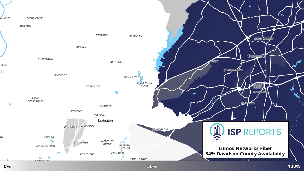 Davidson County, NC map of internet availability