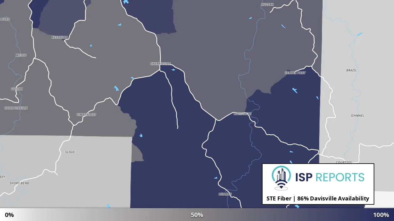 Davisville, MO map of internet availability