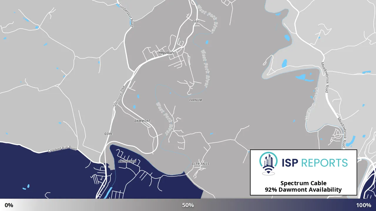 Dawmont, WV map of internet availability