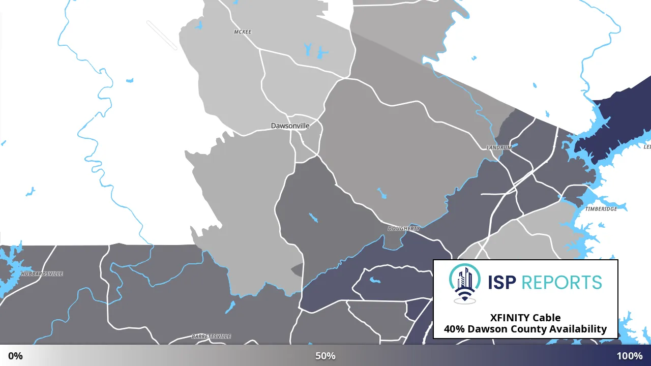 Dawson County, GA map of internet availability