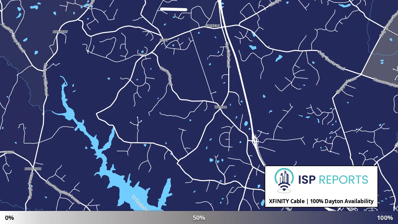 Dayton, MD map of internet availability
