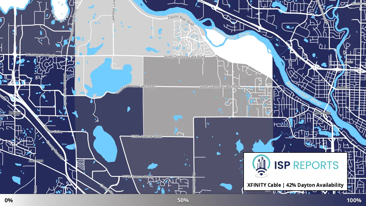 Dayton, MN map of internet availability
