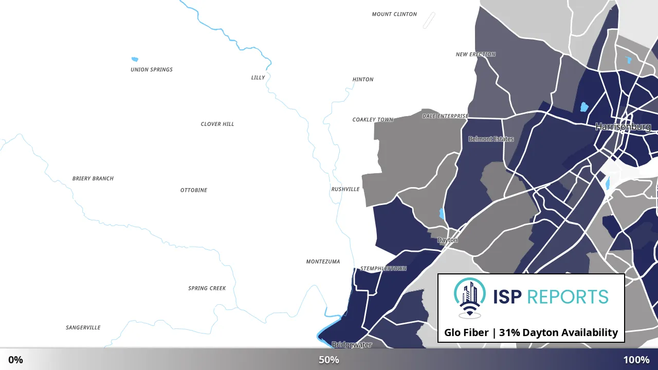 Dayton, VA map of internet availability