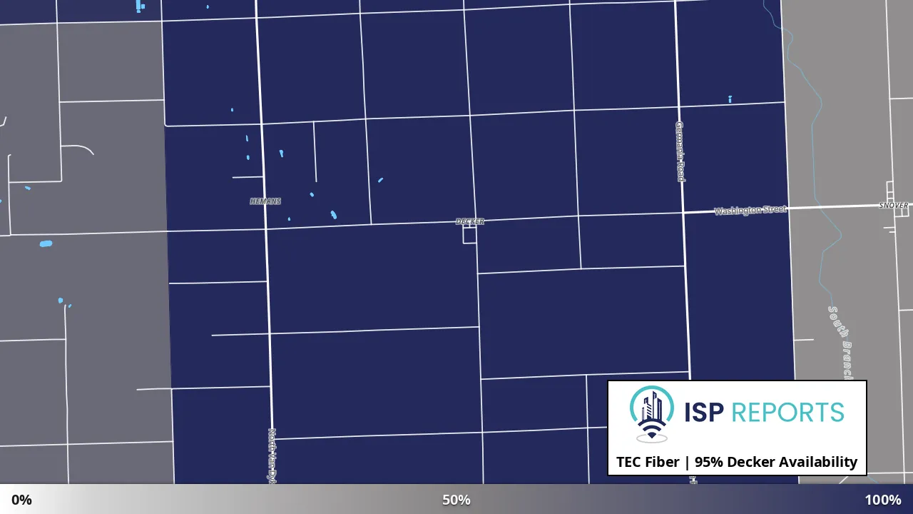 Decker, MI map of internet availability