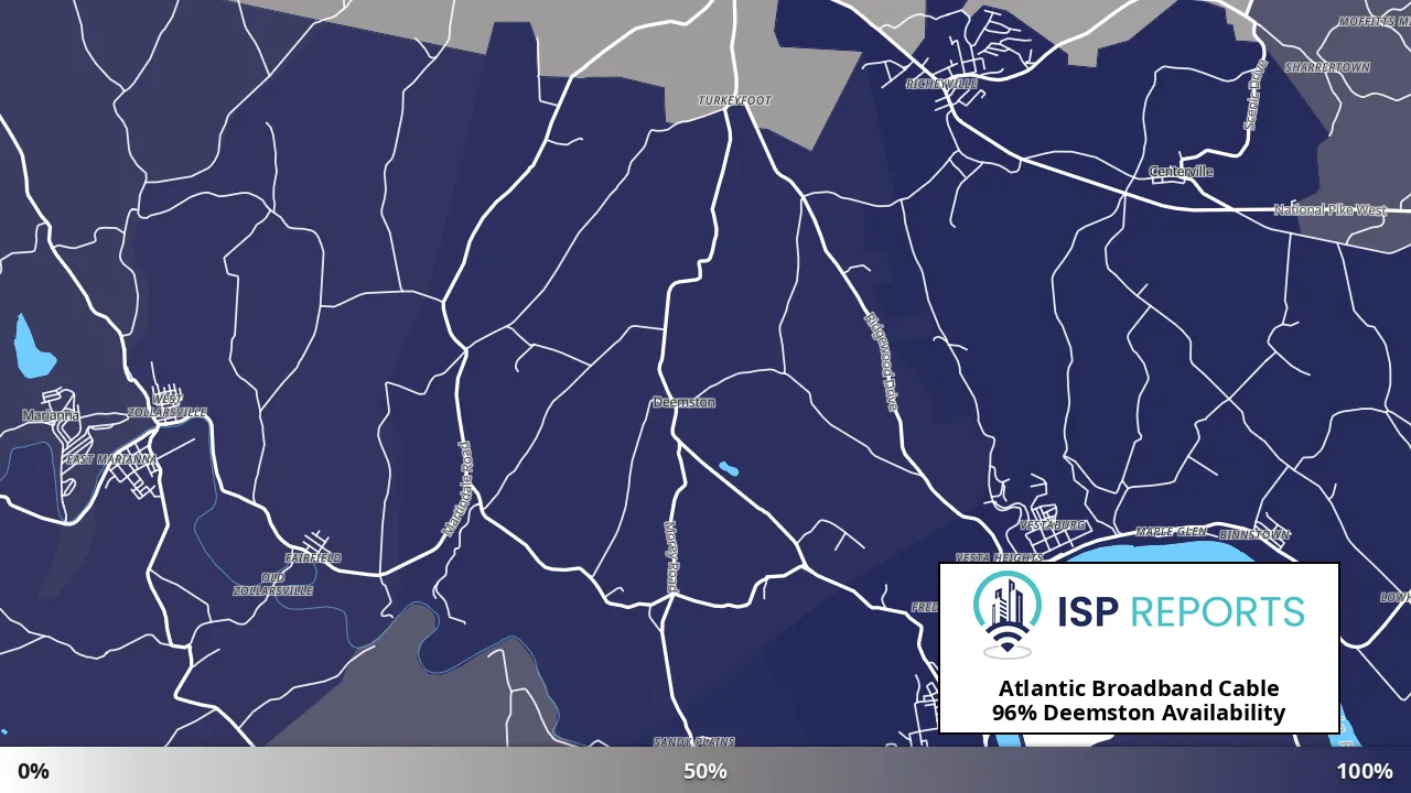 Deemston, PA map of internet availability