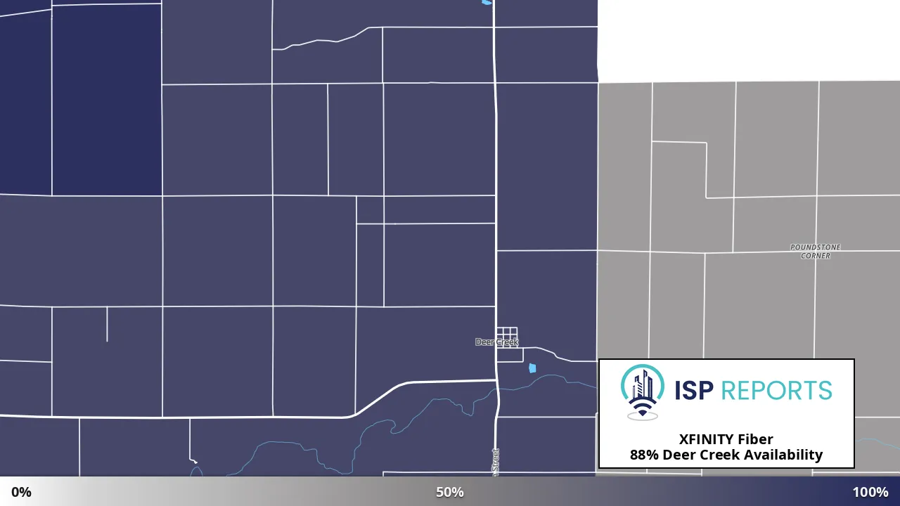 Deer Creek, IN map of internet availability