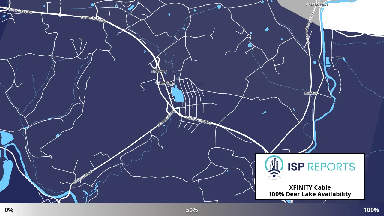 Deer Lake, PA map of internet availability