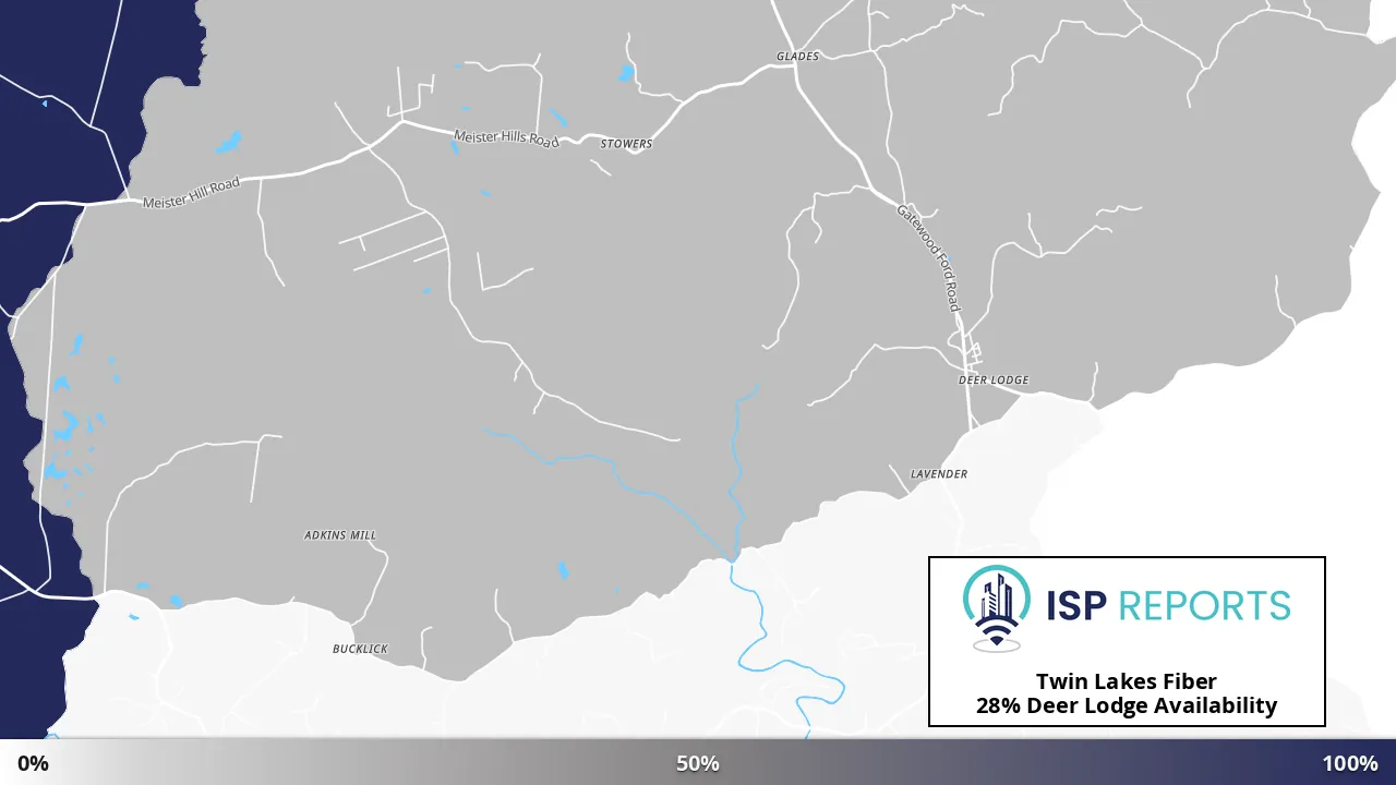 Deer Lodge, TN map of internet availability
