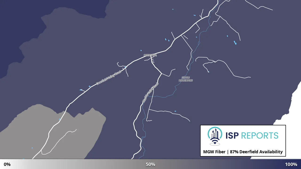 Deerfield, VA map of internet availability