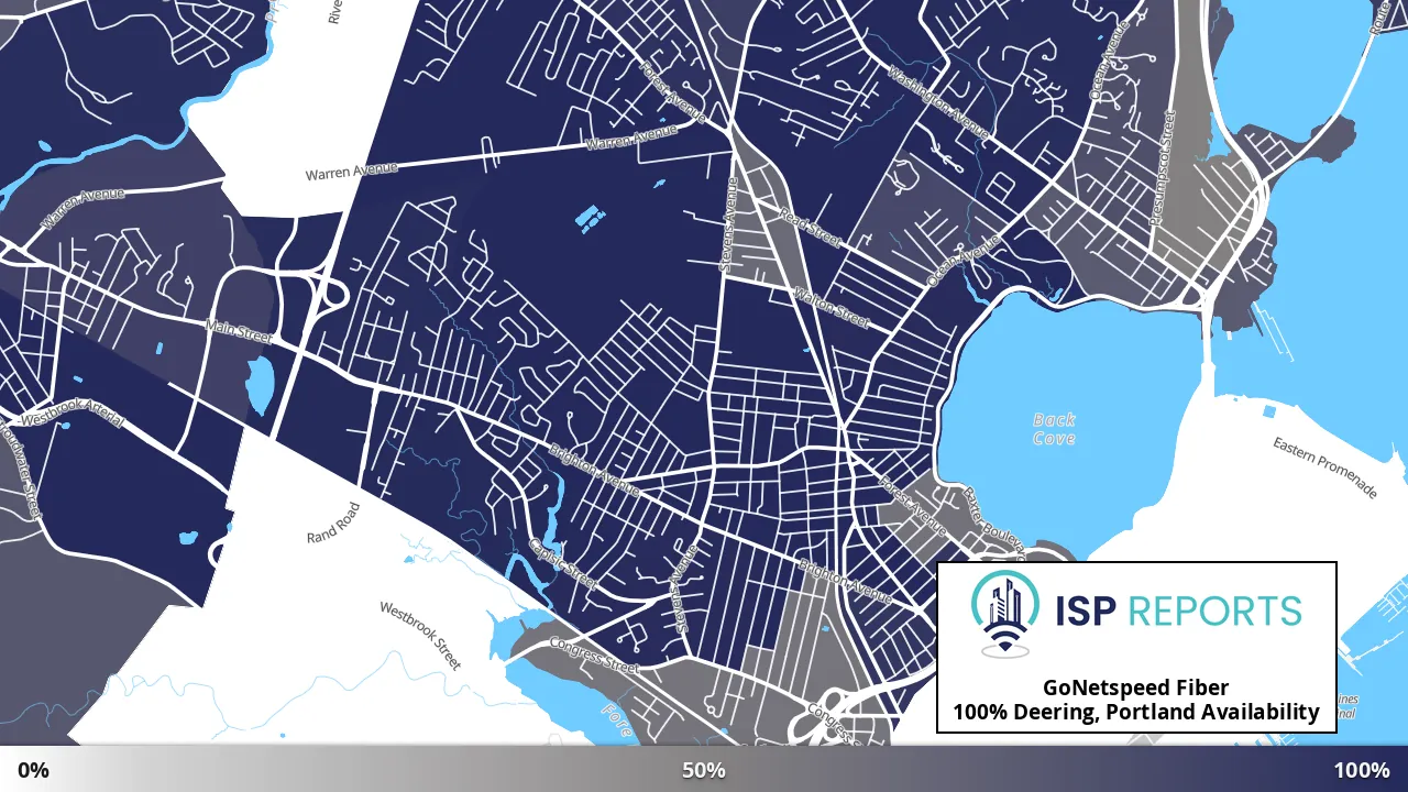 Deering, Portland, ME map of internet availability