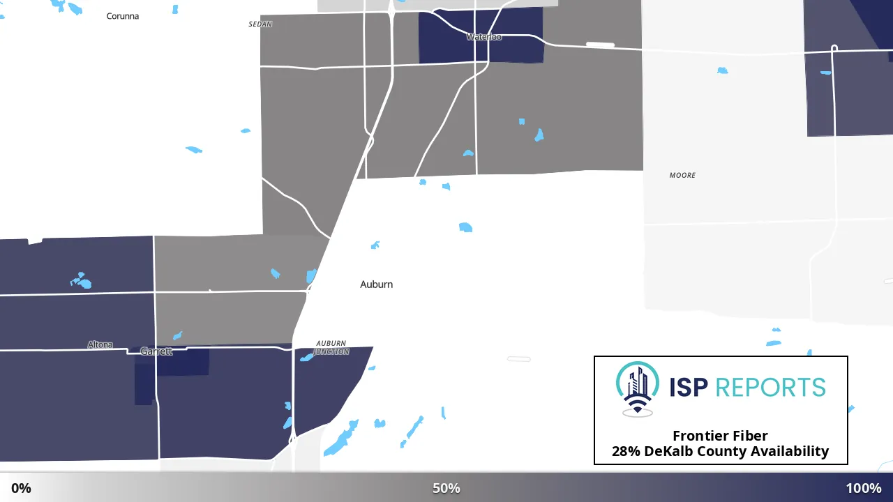 DeKalb County, IN map of internet availability