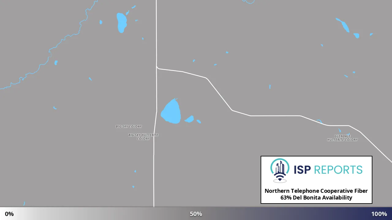Del Bonita, MT map of internet availability