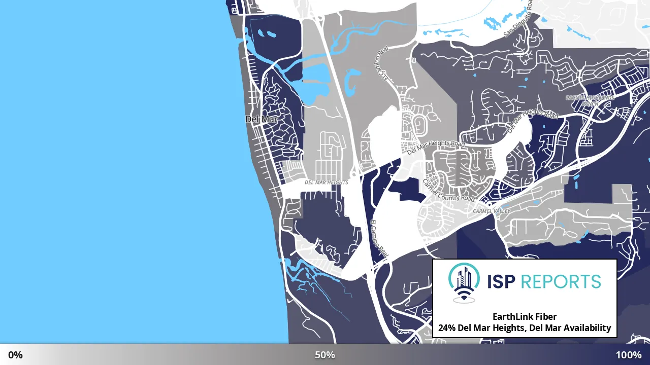 Del Mar Heights, Del Mar, CA map of internet availability