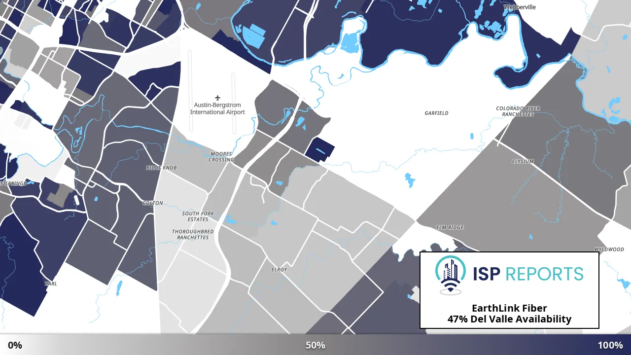 Del Valle, TX map of internet availability