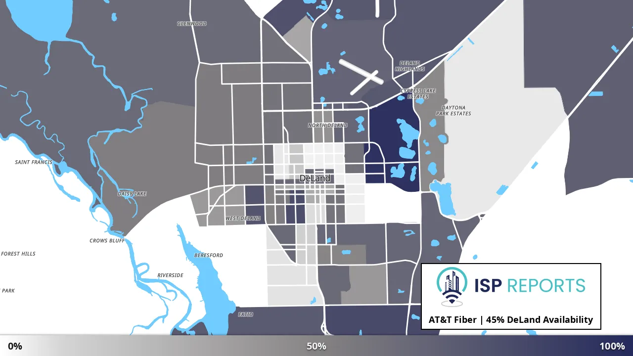 DeLand, FL map of internet availability