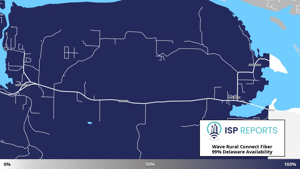 Delaware, AR map of internet availability