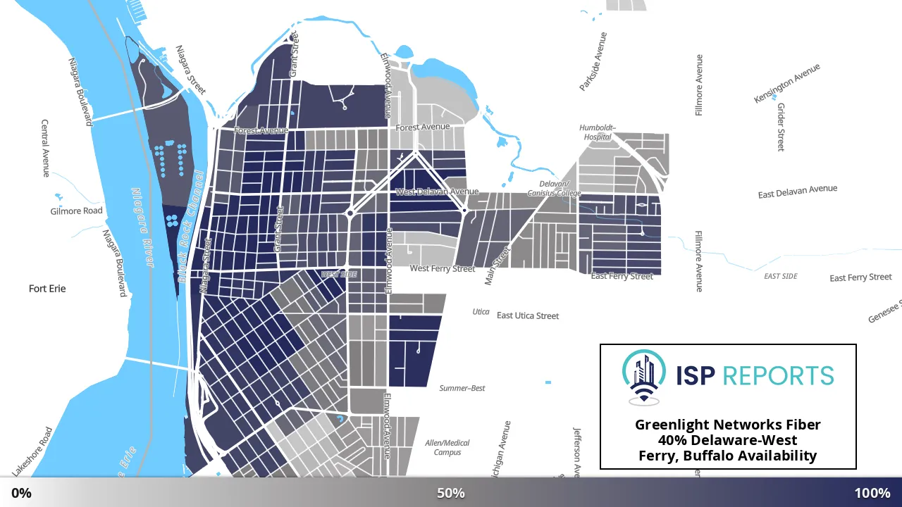 Delaware-West Ferry, Buffalo, NY map of internet availability
