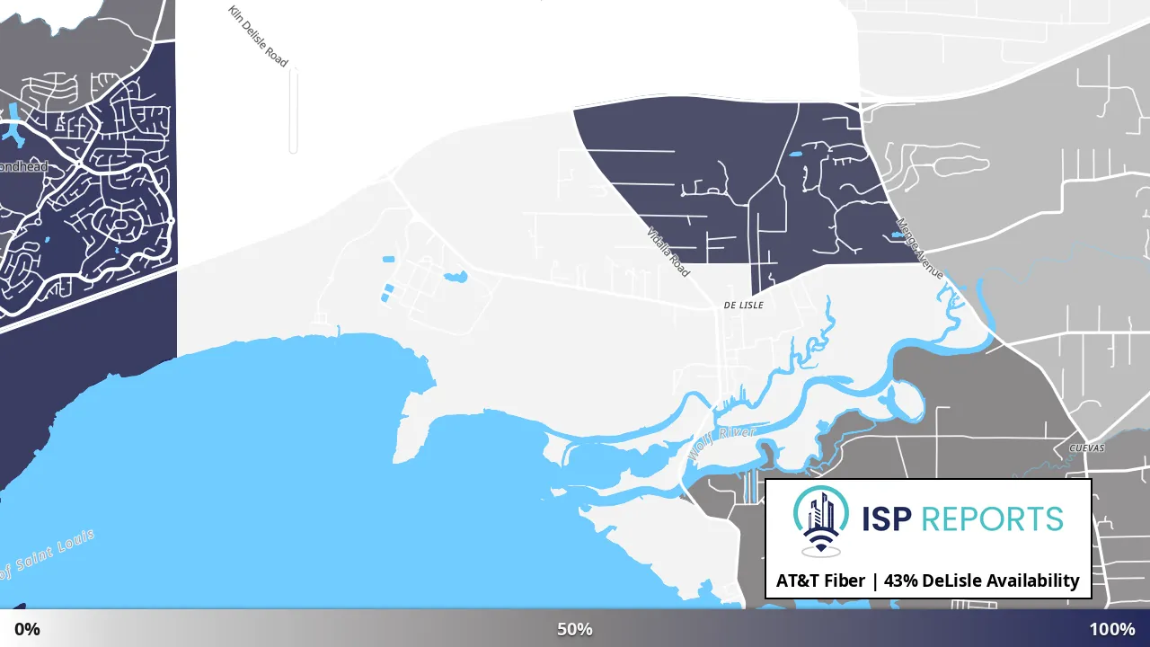 DeLisle, MS map of internet availability