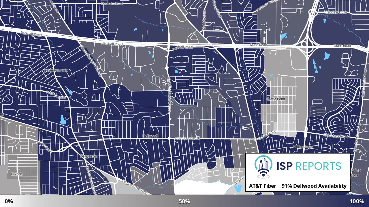 Dellwood, MO map of internet availability