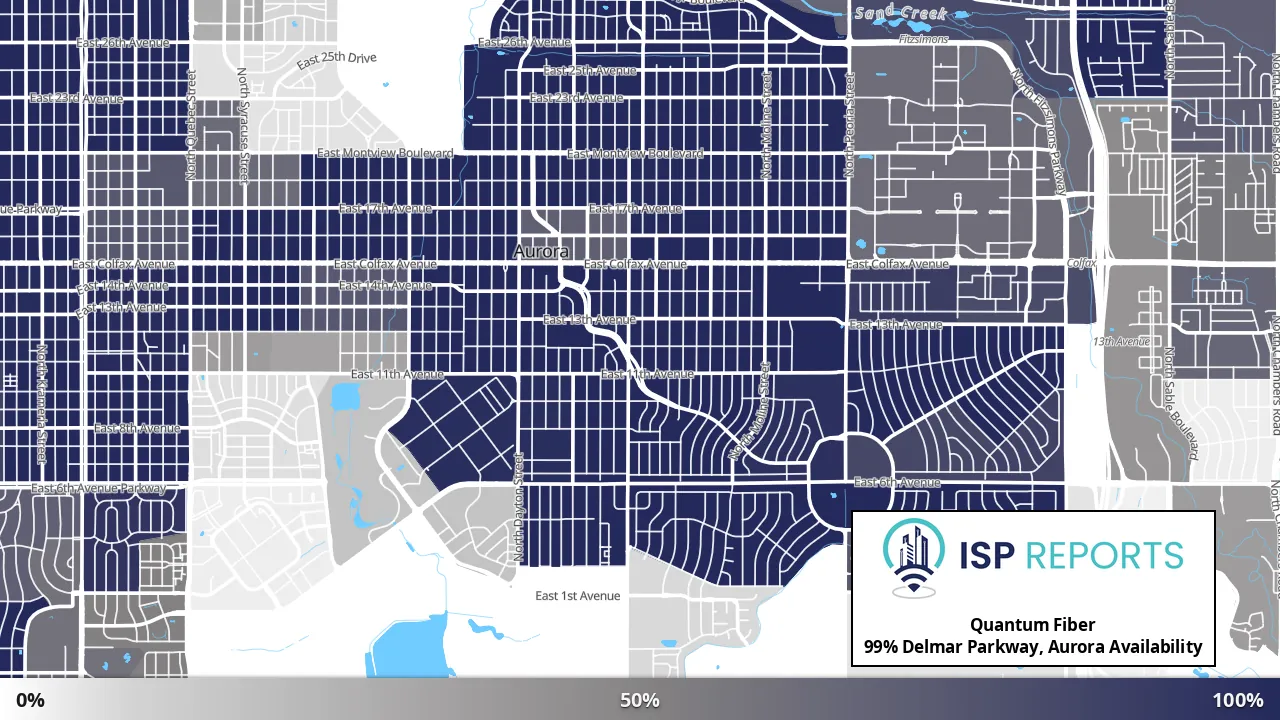 Delmar Parkway, Aurora, CO map of internet availability