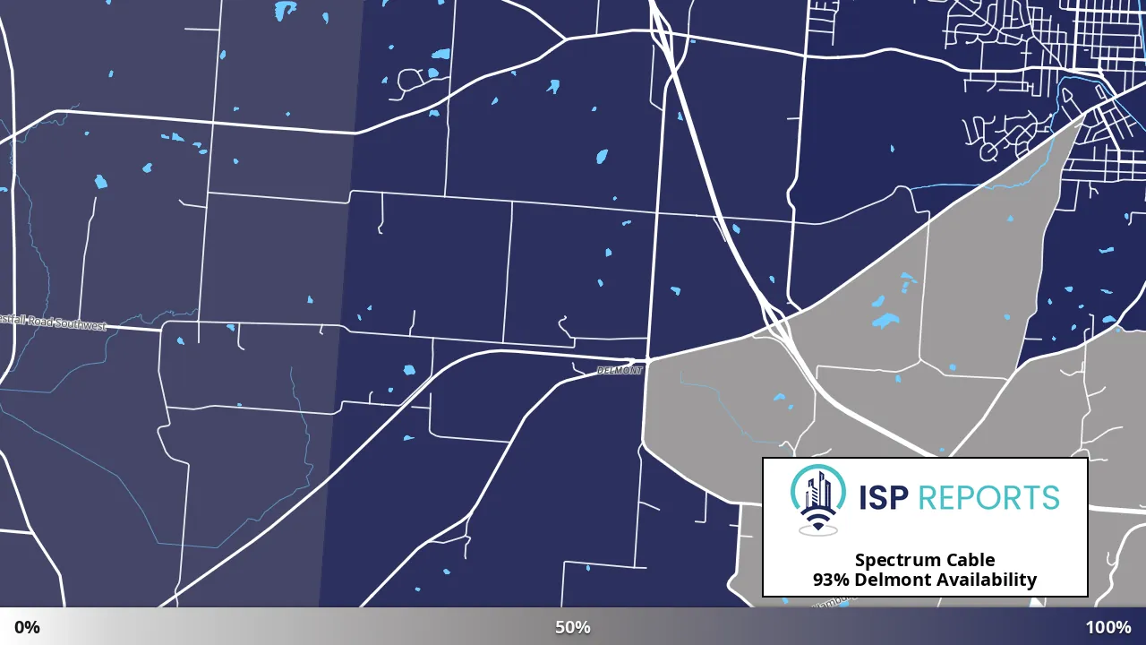 Delmont, OH map of internet availability