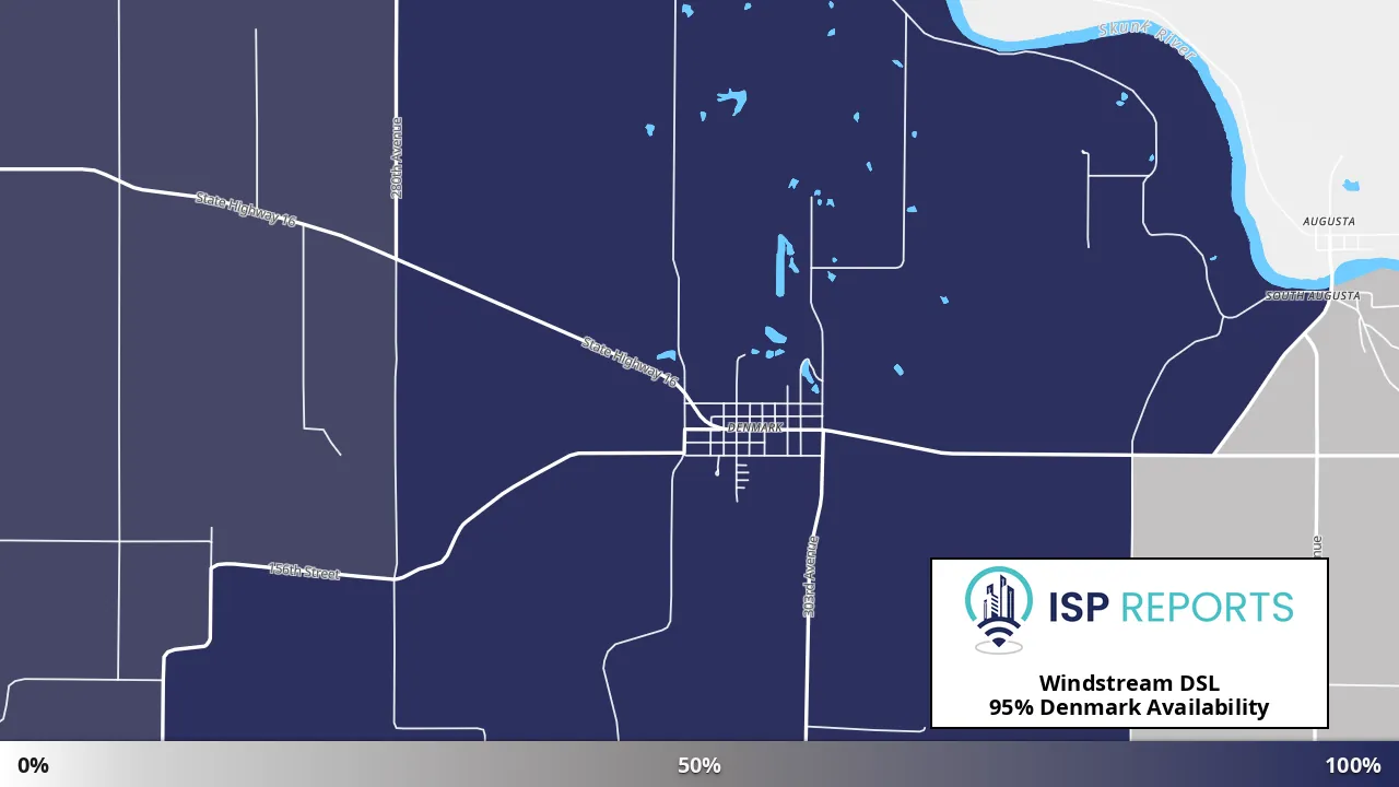 Denmark, IA map of internet availability