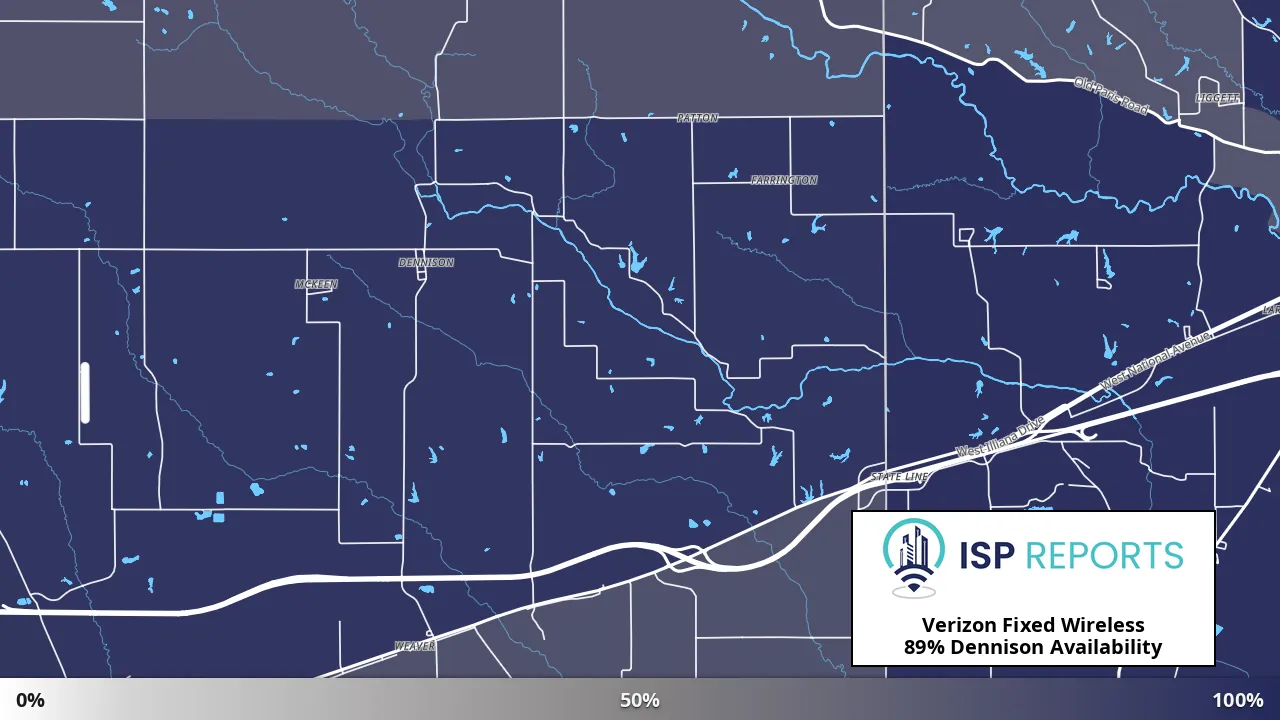 Dennison, IL map of internet availability