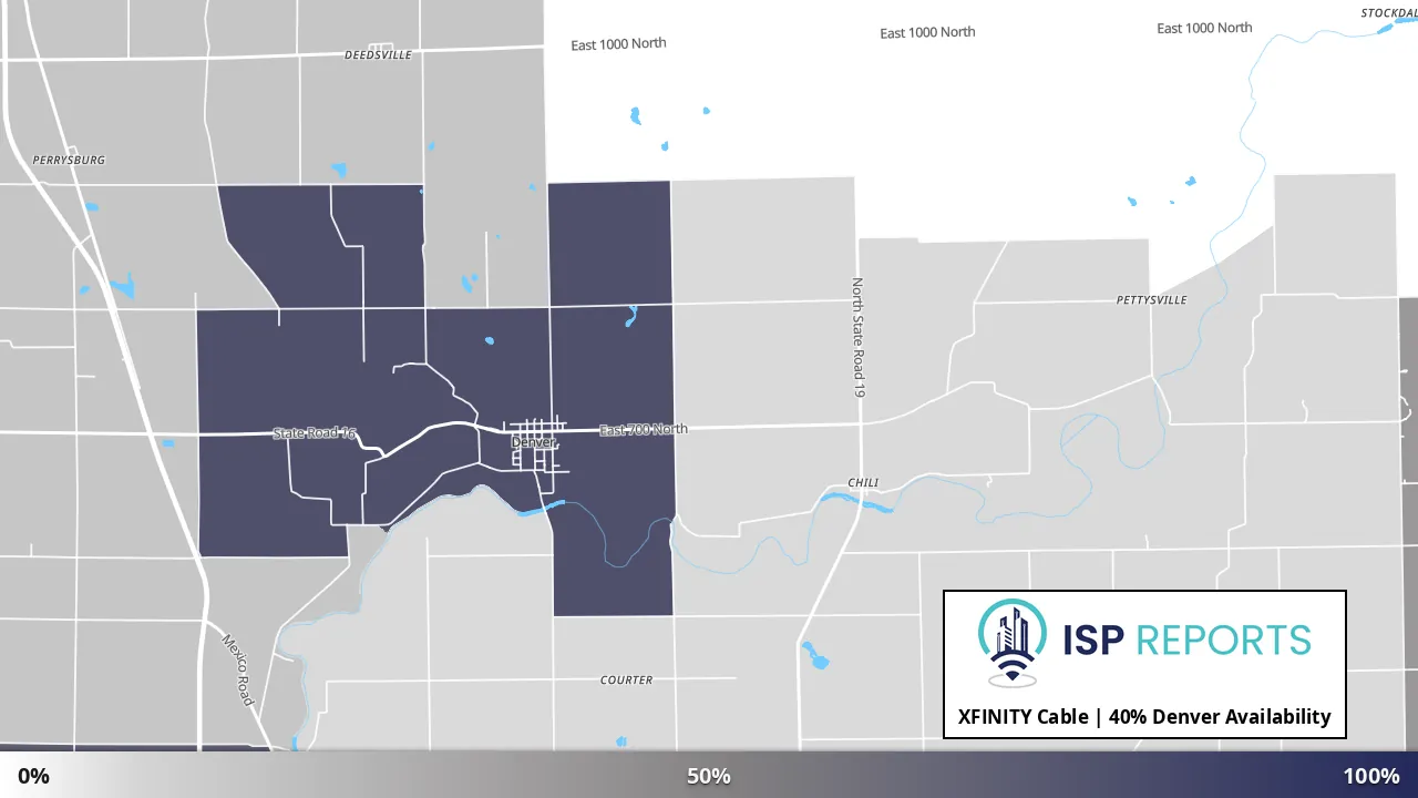 Denver, IN map of internet availability