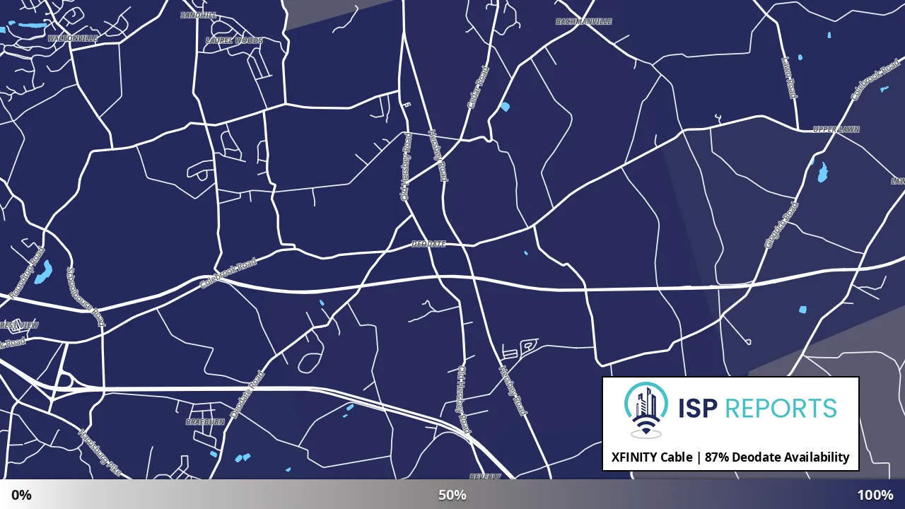 Deodate, PA map of internet availability