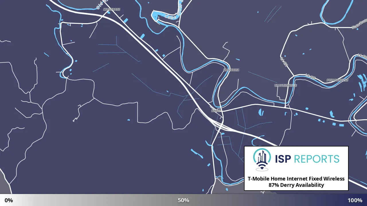 Derry, LA map of internet availability