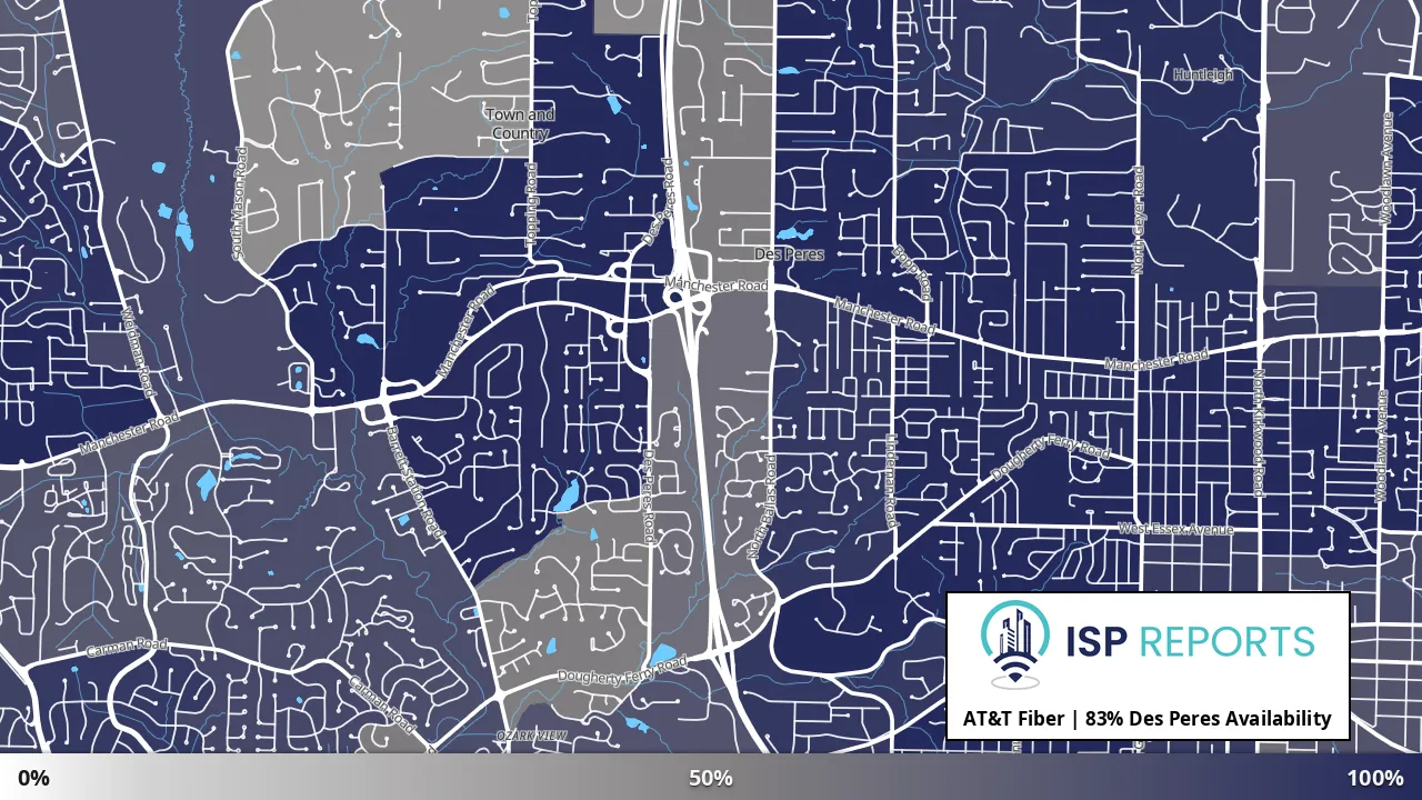 Des Peres, MO map of internet availability
