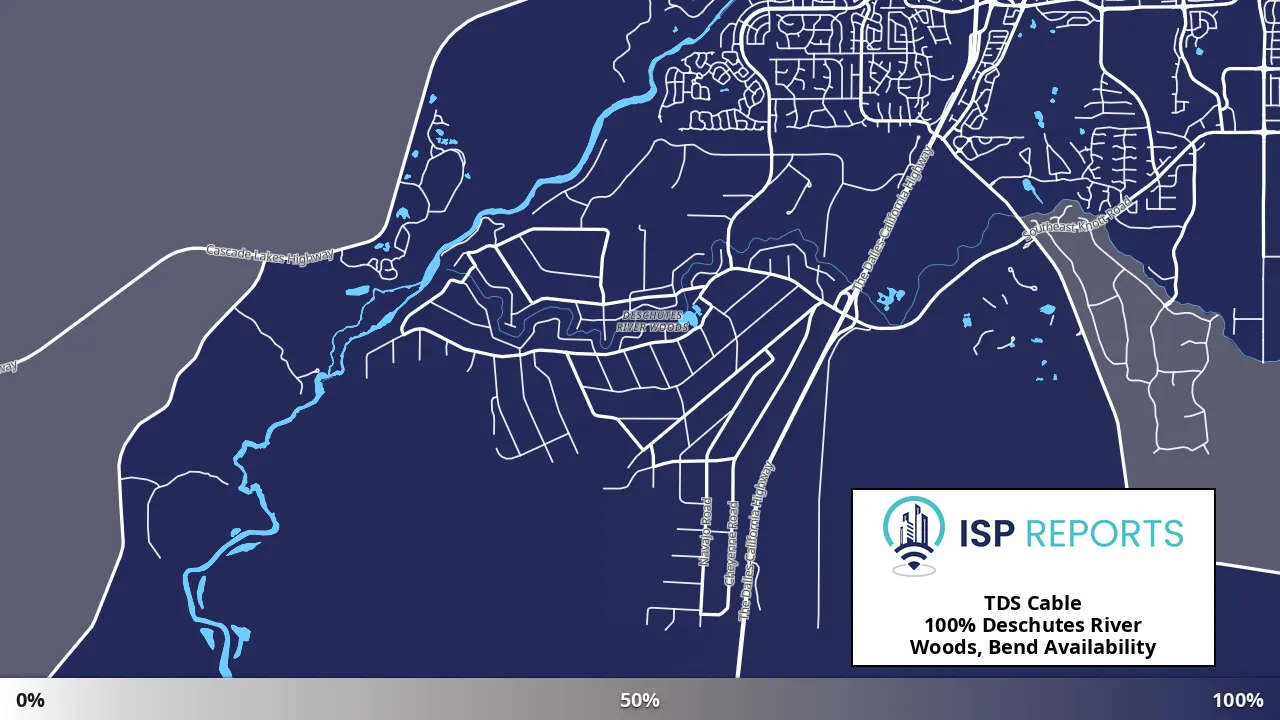 Deschutes River Woods, Bend, OR map of internet availability