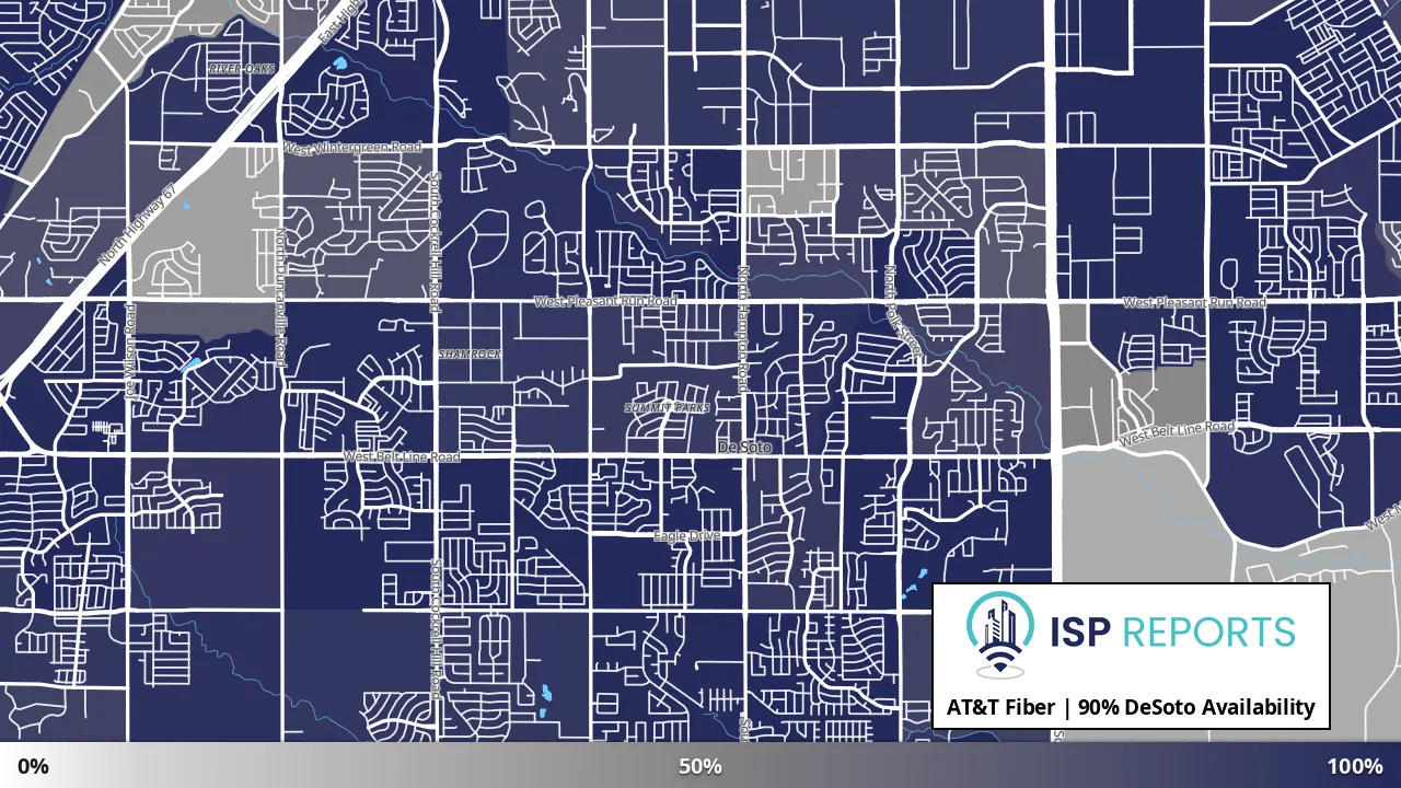DeSoto, TX map of internet availability
