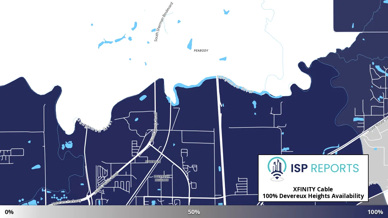 Devereux Heights, IL map of internet availability