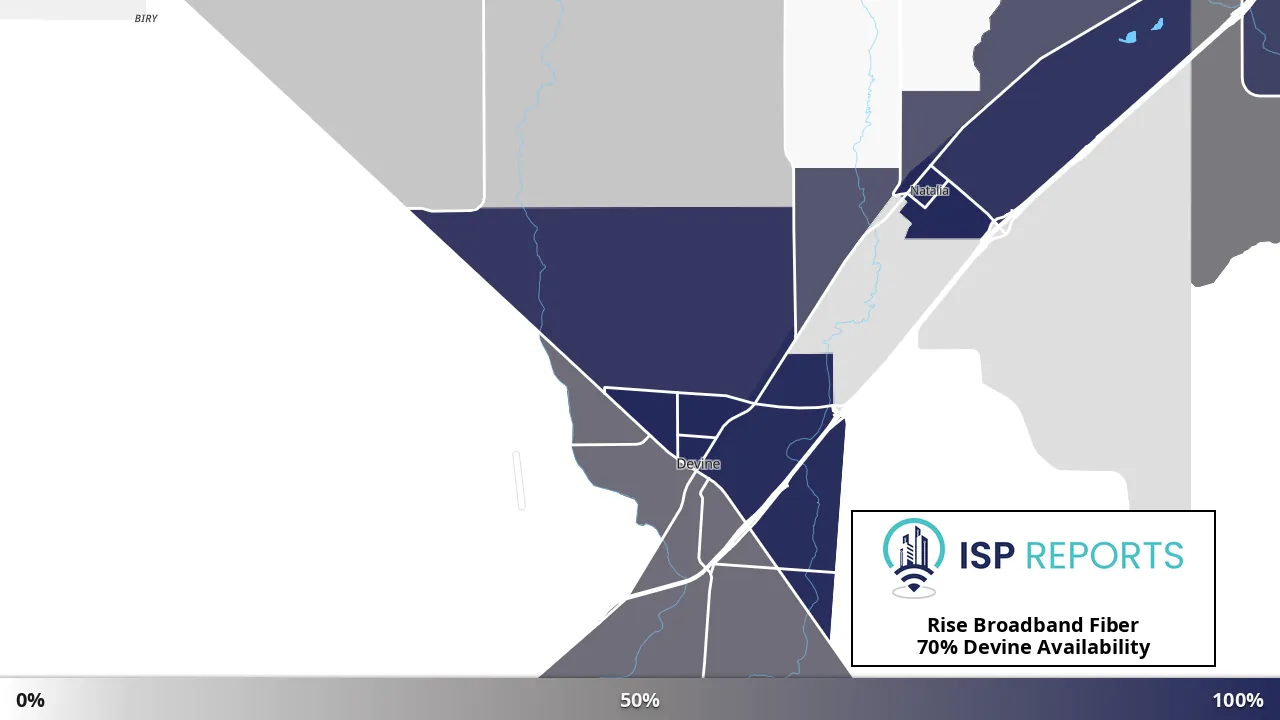 Devine, TX map of internet availability