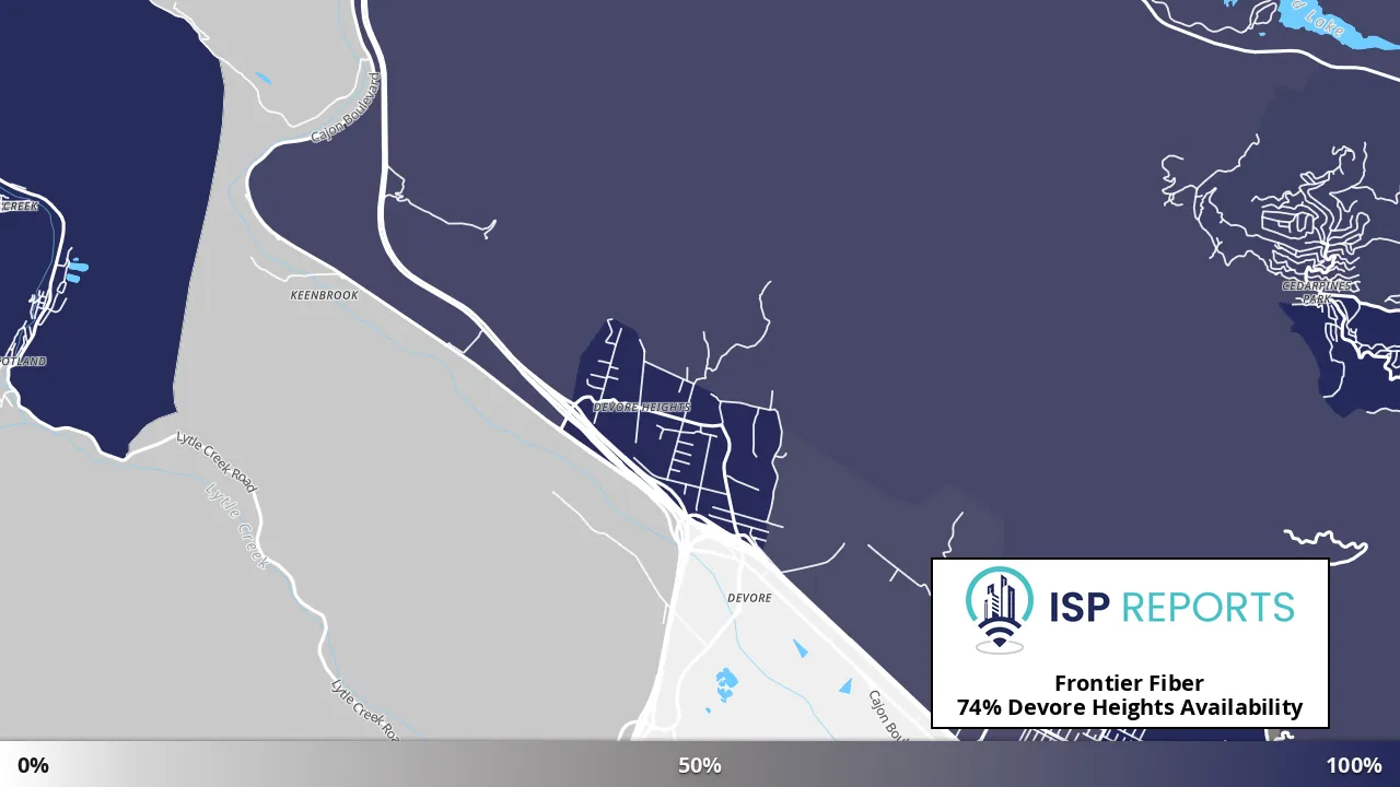Devore Heights, CA map of internet availability