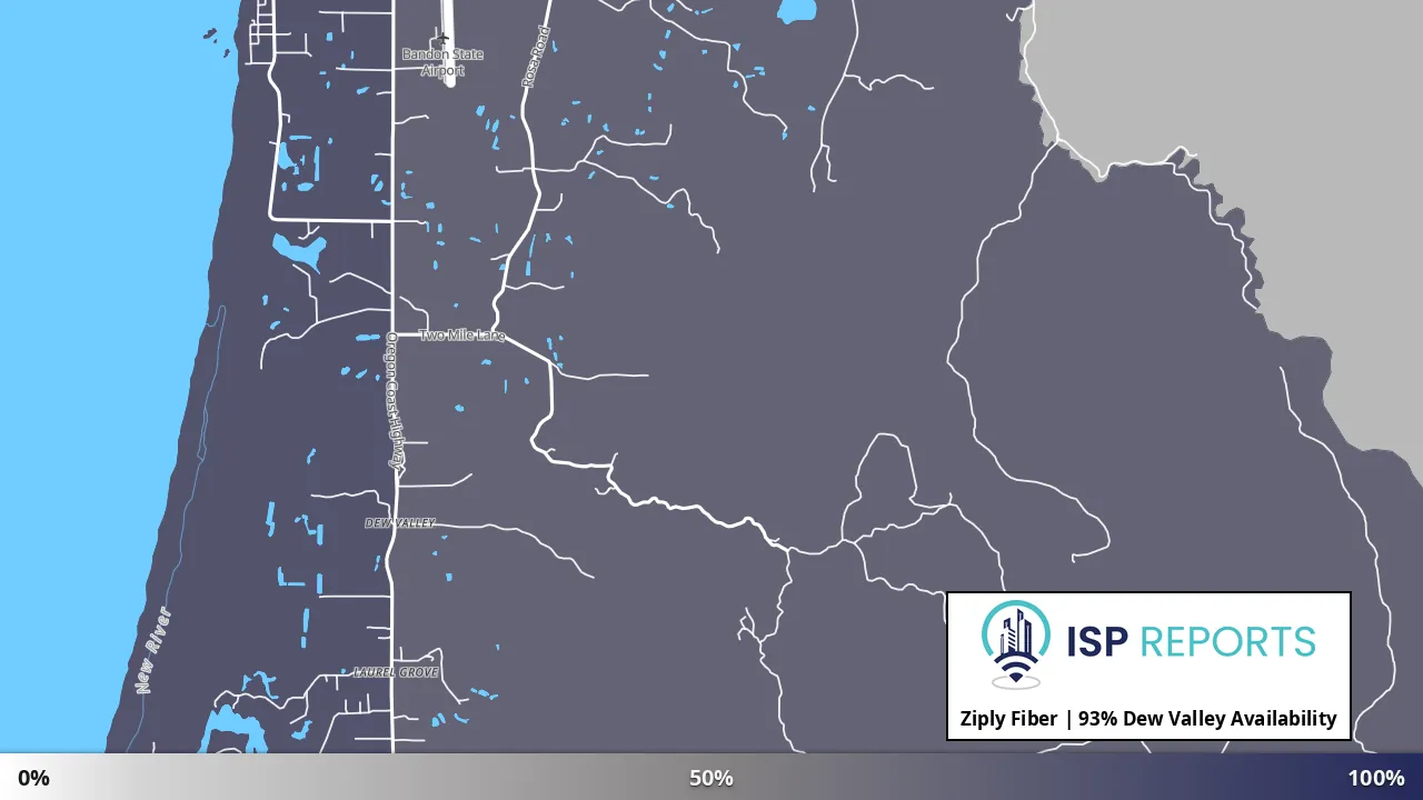 Dew Valley, OR map of internet availability