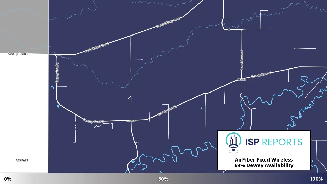 Dewey, WI map of internet availability